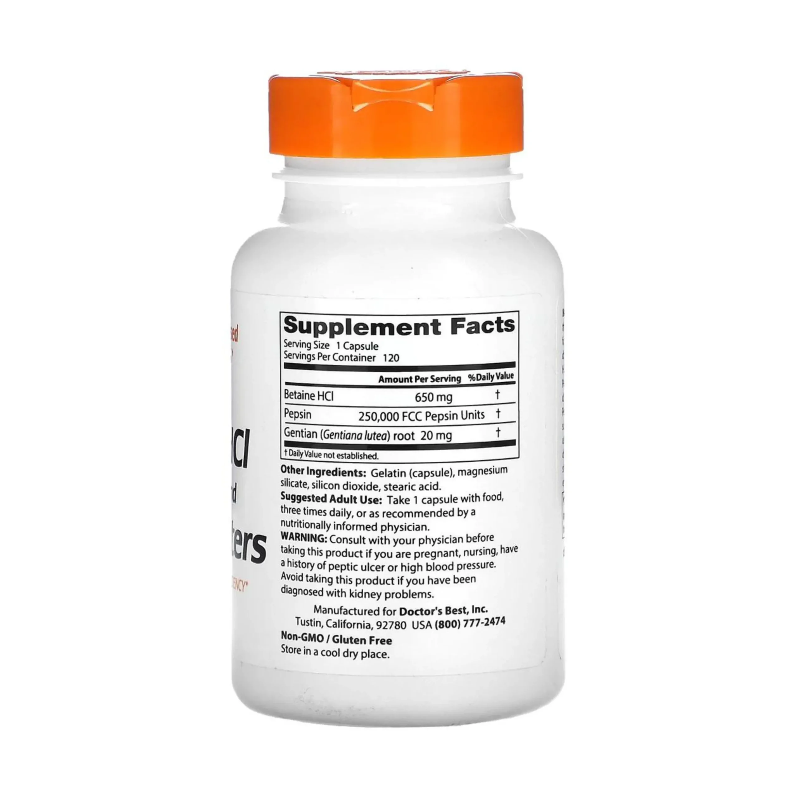 Betaine HCI Pepsin & Gentian Bitters 120k