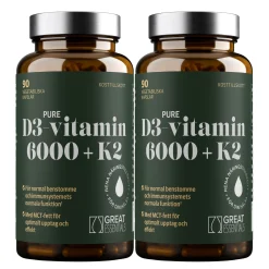 D3-vitamin 6000IE + K2 Ekonomipack 2x90k