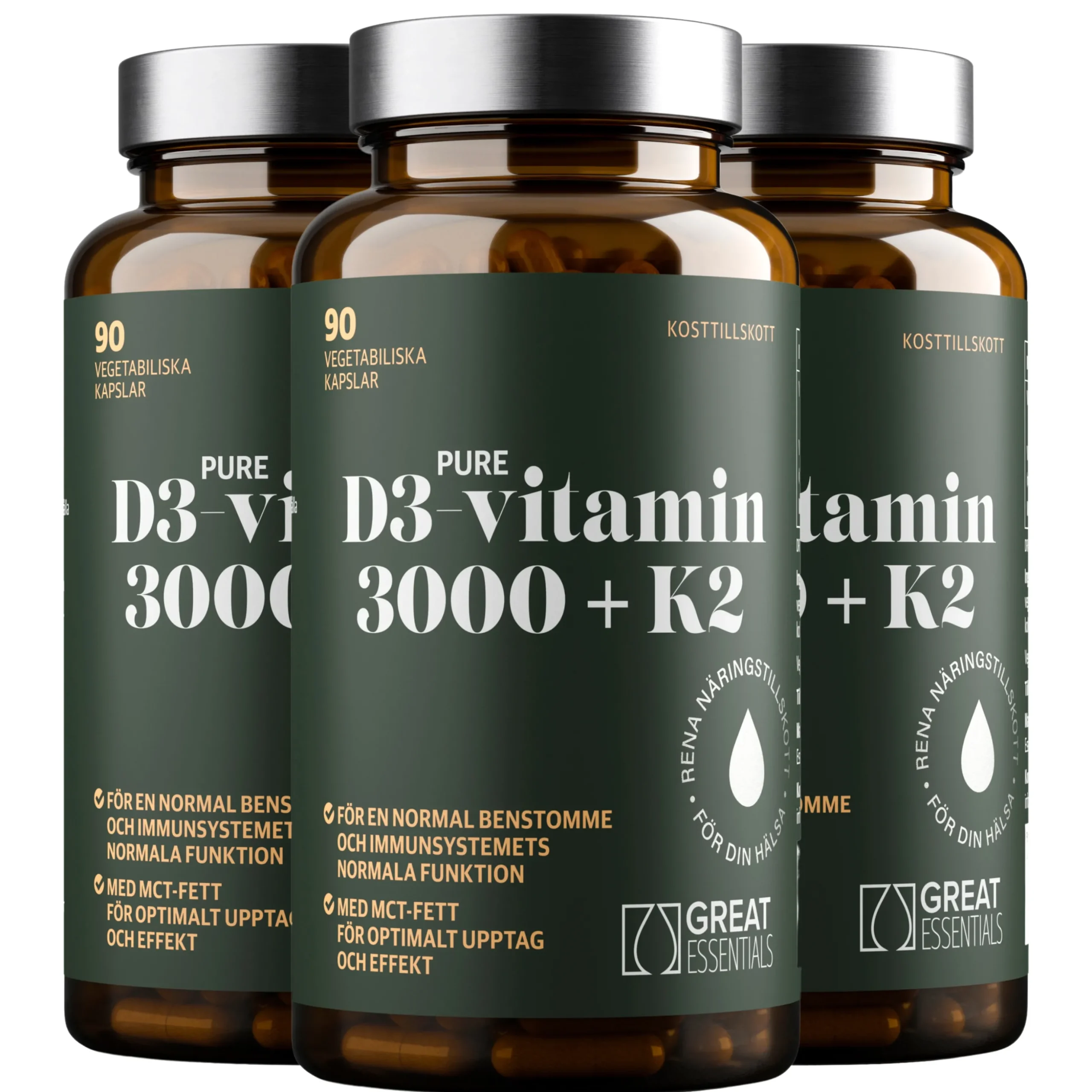 D3-vitamin 3000IE + K2 Ekonomipack 3x90k
