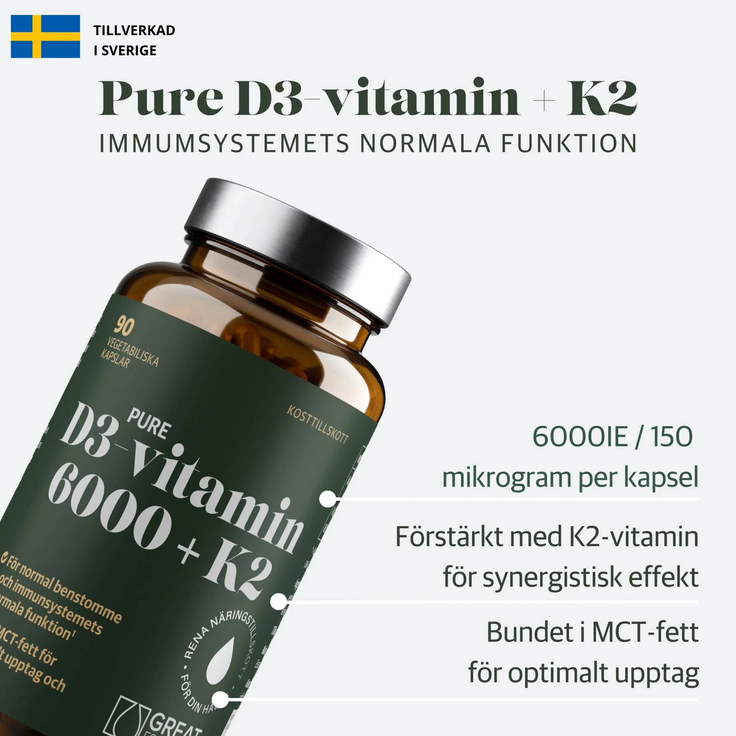 D3-vitamin 6000IE + K2 90k