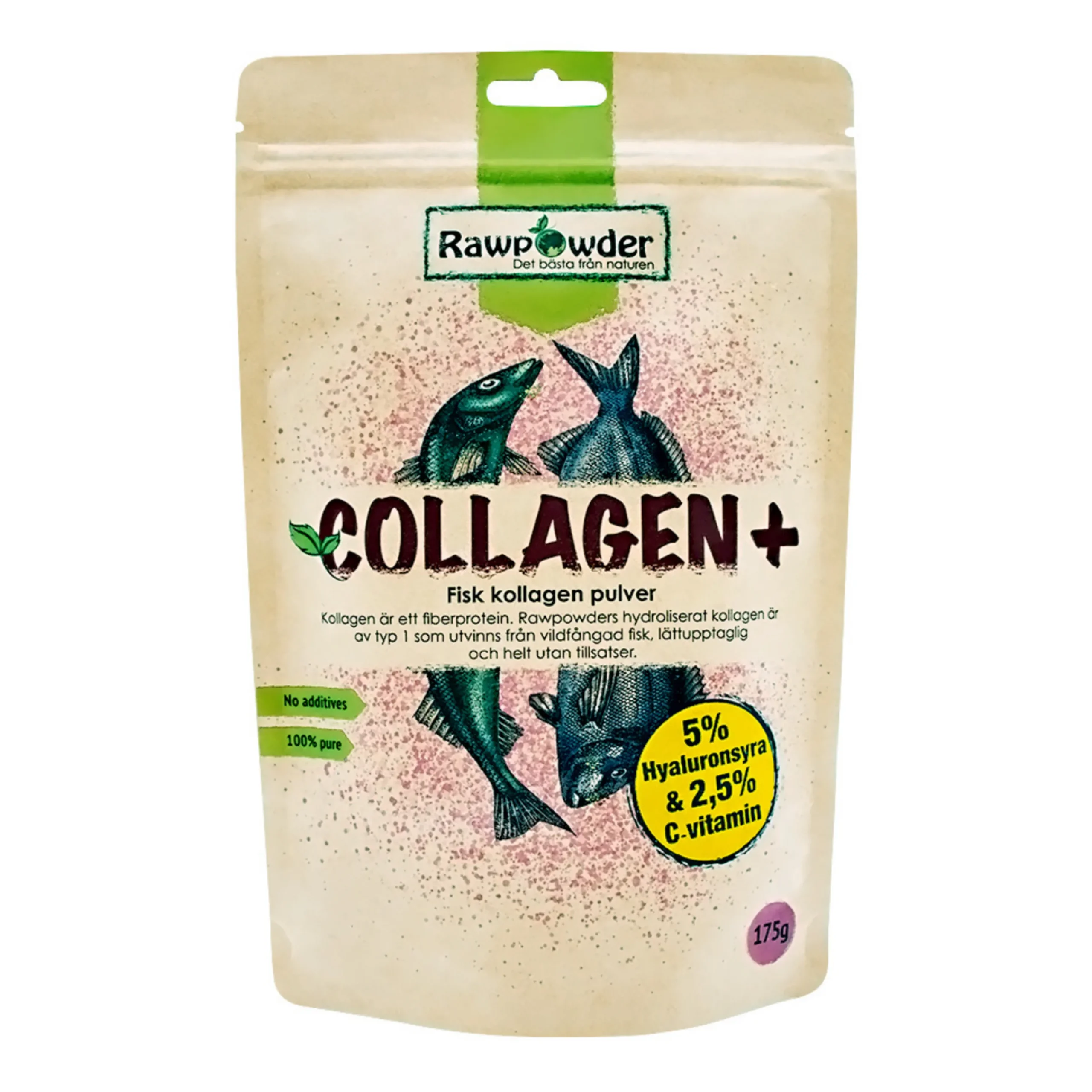 Fiskkollagenpulver & Hyaluronsyra 175g