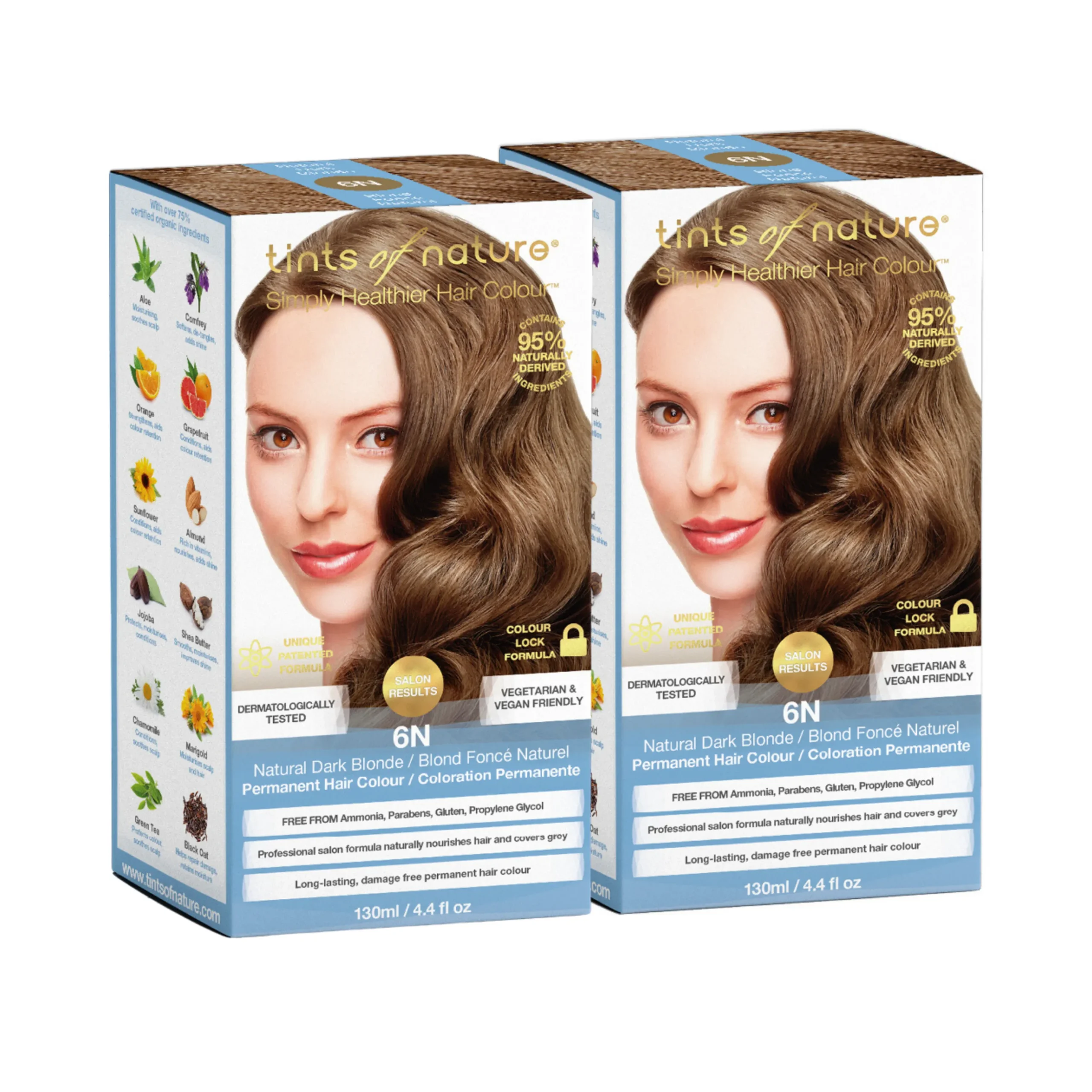 Hårfärg 6N Natural Dark Blonde 2x130ml