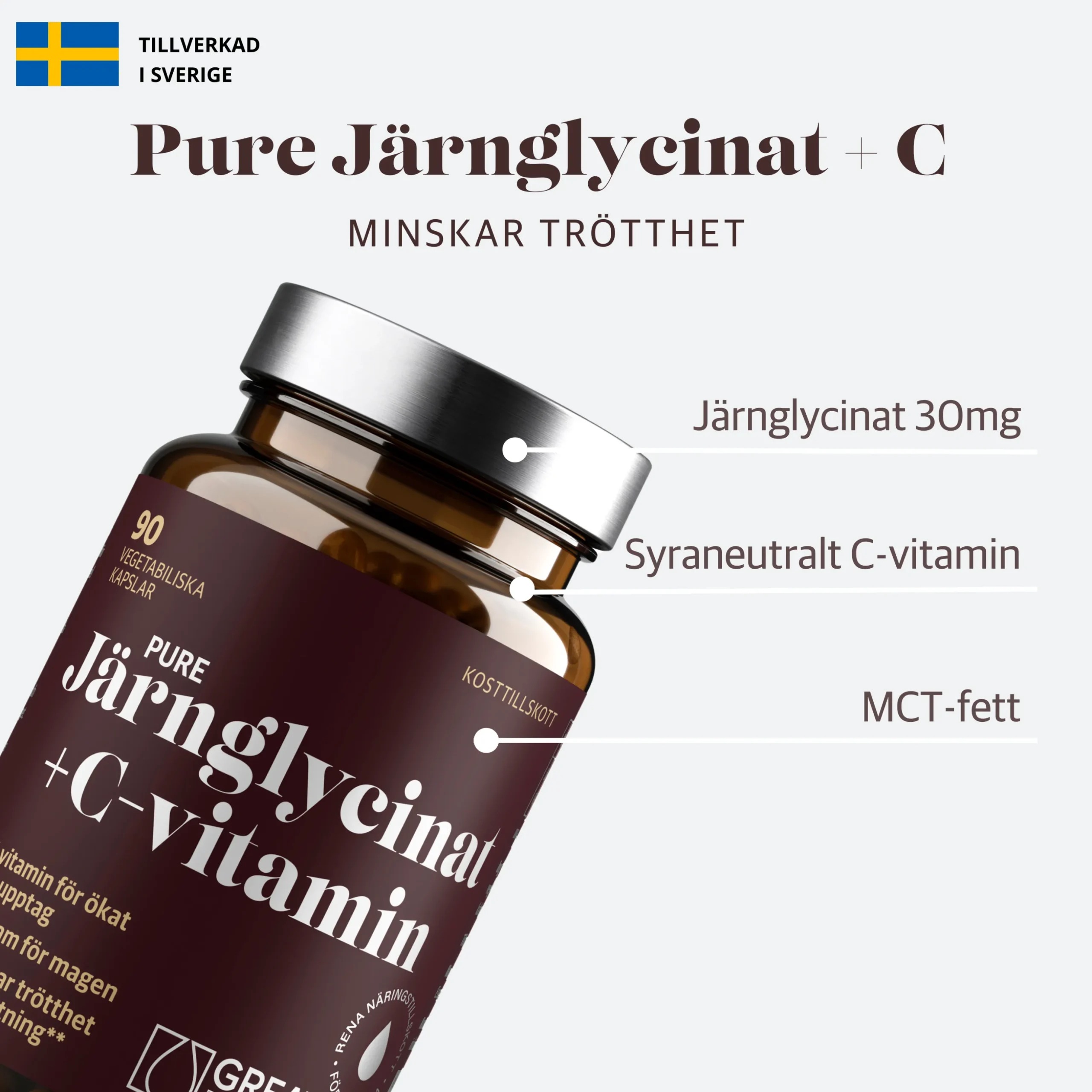 Järnglycinat 30mg + C-vitamin Ekonomipack 2x90k