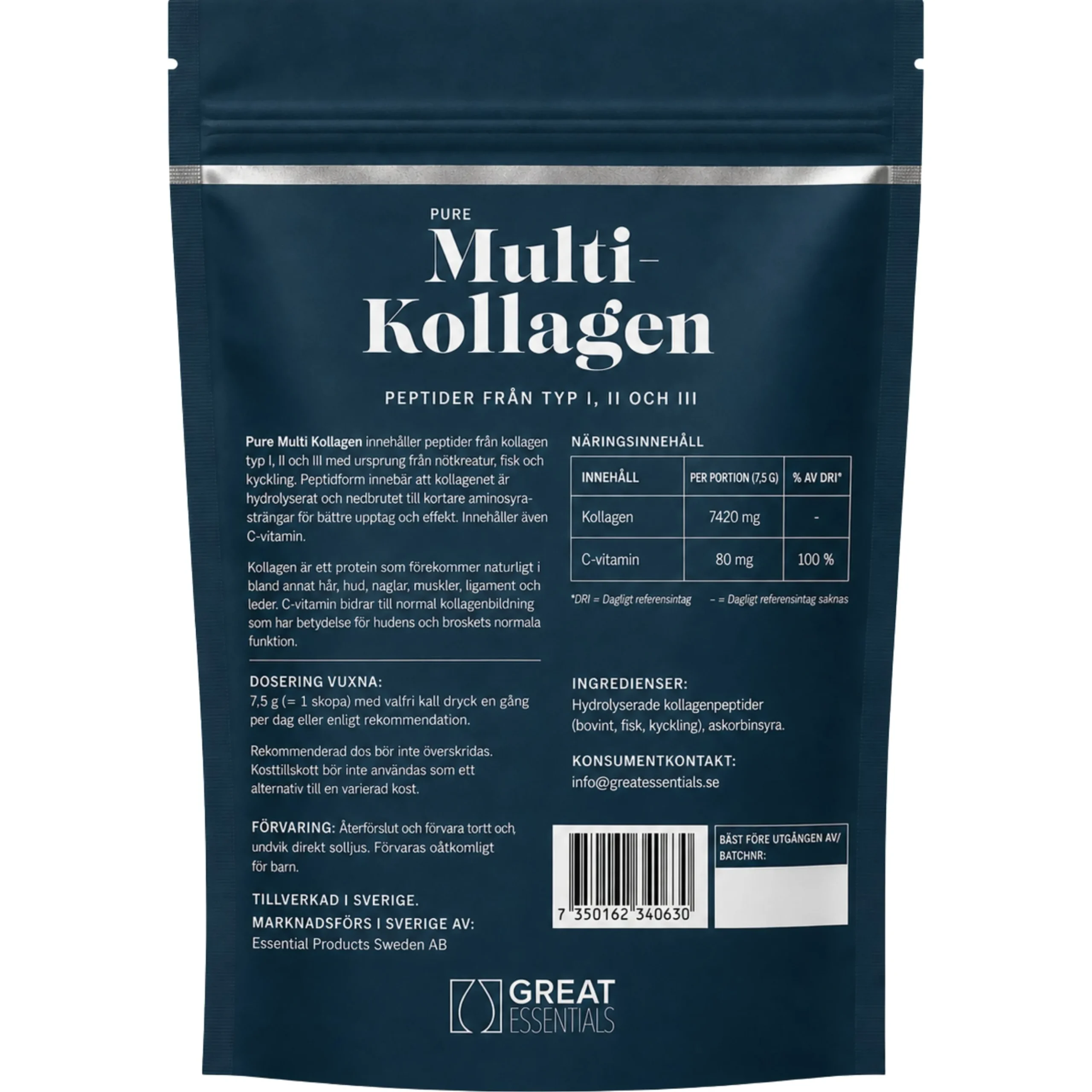 Multi Kollagenpeptider I II III Ekonomipack 2x225g