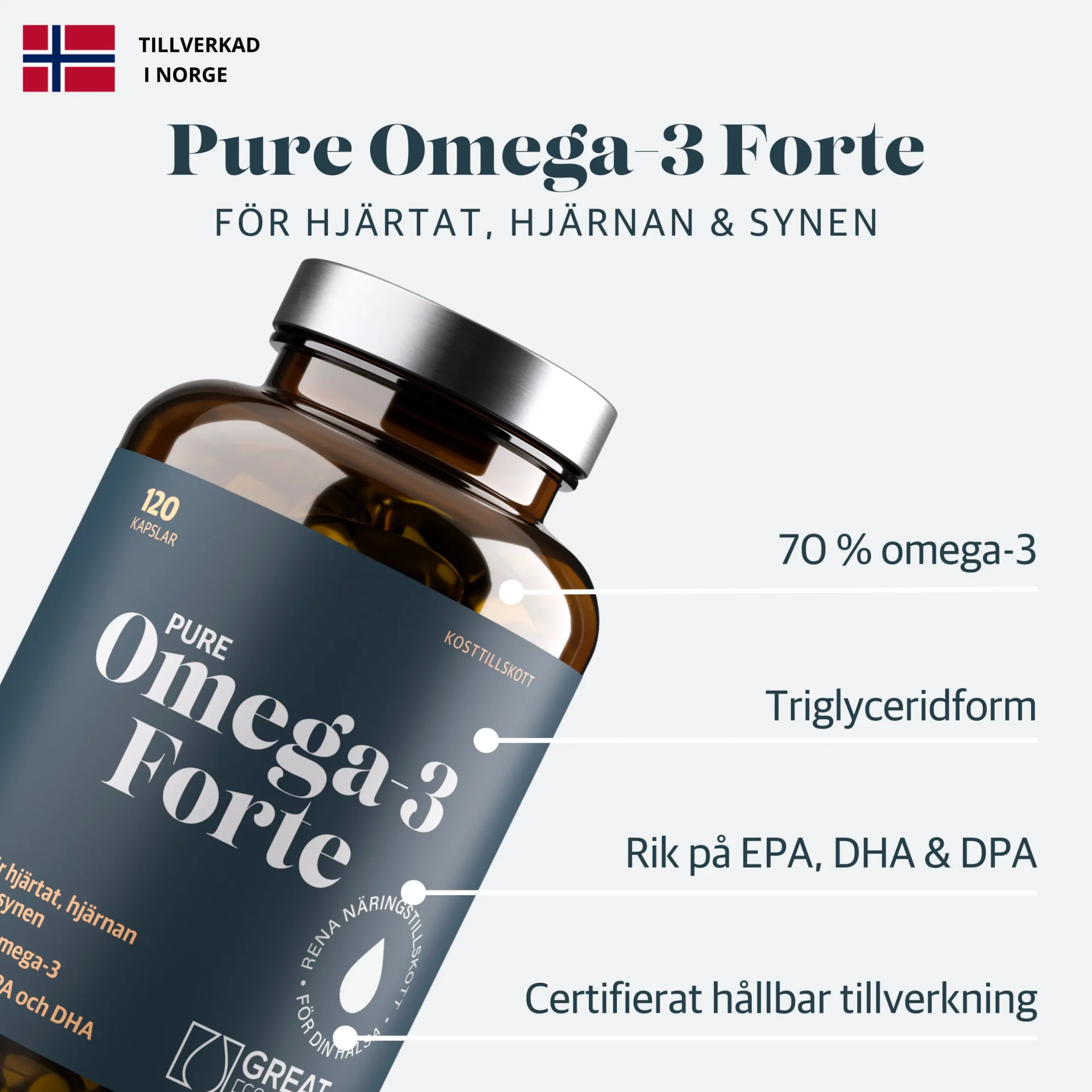 Omega-3 Vildfångad Fisk 1200mg Ekonomipack 2x120k